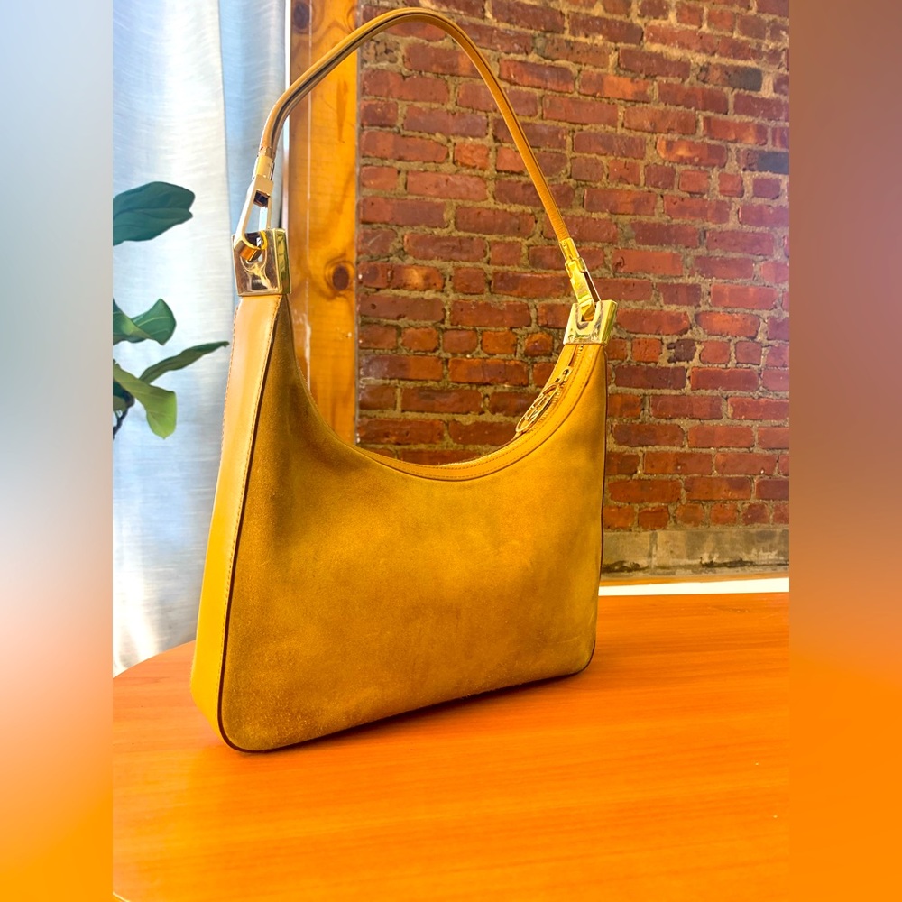 Gucci Brown Suede & Leather Shoulder Bag Gem